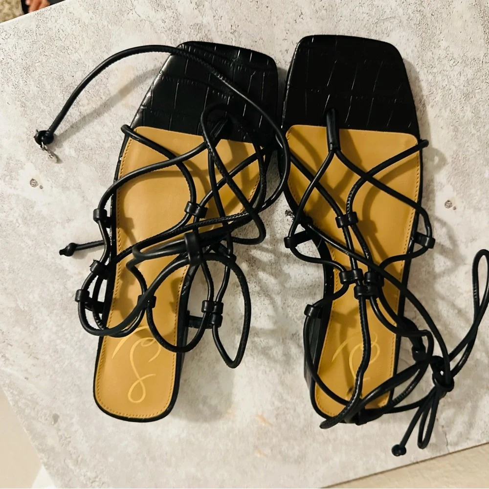 Sam Edelma Black DAFFY SANDAL Elegant Black Strappy Sandals Size 7.5 - Picture 4 of 12